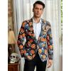 COOFANDY Men’s Christmas Blazer Jacket One Button Halloween Sport Coat Christmas Party Holiday Jacket(Halloween Blazer – Pumpkin & Bat)