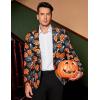COOFANDY Men’s Christmas Blazer Jacket One Button Halloween Sport Coat Christmas Party Holiday Jacket(Halloween Blazer – Pumpkin & Bat)