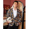 COOFANDY Men’s Christmas Blazer Jacket One Button Halloween Sport Coat Christmas Party Holiday Jacket(Halloween Blazer – Pumpkin & Skull)