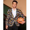 COOFANDY Men’s Christmas Blazer Jacket One Button Halloween Sport Coat Christmas Party Holiday Jacket(Halloween Blazer – Pumpkin & Skull)