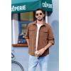 COOFANDY Men’s Corduroy Button Down Shirts Jackets Casual Long Sleeve Shacket Lightweight Overshirts with Flap Pockets(Light Brown)