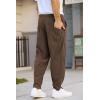 COOFANDY Men’s Corduroy Pants Elastic Waist Drawstring Harem Pants Fashion Loose Casual Long Trousers with 4 Pockets(Dark Brown)