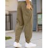 COOFANDY Men’s Corduroy Pants Elastic Waist Drawstring Harem Pants Fashion Loose Casual Long Trousers with 4 Pockets(Dark Khaki)