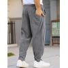COOFANDY Men’s Corduroy Pants Elastic Waist Drawstring Harem Pants Fashion Loose Casual Long Trousers with 4 Pockets(Grey)