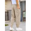 COOFANDY Men’s Corduroy Pants Elastic Waist Drawstring Harem Pants Fashion Loose Casual Long Trousers with 4 Pockets(Light Khaki)