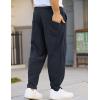 COOFANDY Men’s Corduroy Pants Elastic Waist Drawstring Harem Pants Fashion Loose Casual Long Trousers with 4 Pockets(Navy Blue)