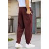 COOFANDY Men’s Corduroy Pants Elastic Waist Drawstring Harem Pants Fashion Loose Casual Long Trousers with 4 Pockets(Wine Red)