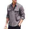COOFANDY Men’s Corduroy Shirt Casual Button Down Shirt Jacket Lightweight Shacket(Dark Grey)