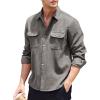 COOFANDY Men’s Corduroy Shirt Casual Button Down Shirt Jacket Lightweight Shacket(Grey)