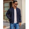 COOFANDY Men’s Cotton Bomber Jacket Lightweight Flight Jackets Casual Softshell Varisty Jacket(Navy Blue)