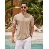 COOFANDY Mens Cotton Henley T-Shirts Short Sleeve Button Casual Basic Tees Work Shirts with Split Side(Apricot)