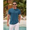 COOFANDY Mens Cotton Henley T-Shirts Short Sleeve Button Casual Basic Tees Work Shirts with Split Side(Dark Blue)
