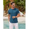 COOFANDY Mens Cotton Henley T-Shirts Short Sleeve Button Casual Basic Tees Work Shirts with Split Side(Dark Blue)