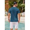 COOFANDY Mens Cotton Henley T-Shirts Short Sleeve Button Casual Basic Tees Work Shirts with Split Side(Dark Blue)