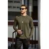 COOFANDY Mens Cotton Hipster Hip Hop Longline Crewneck T Shirts Casual Long Sleeve Tees Curved Hem Gym Shirts(One Piece- Army Green)