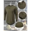 COOFANDY Mens Cotton Hipster Hip Hop Longline Crewneck T Shirts Casual Long Sleeve Tees Curved Hem Gym Shirts(One Piece- Army Green)