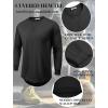 COOFANDY Mens Cotton Hipster Hip Hop Longline Crewneck T Shirts Casual Long Sleeve Tees Curved Hem Gym Shirts(One Piece- Black)