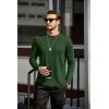COOFANDY Mens Cotton Hipster Hip Hop Longline Crewneck T Shirts Casual Long Sleeve Tees Curved Hem Gym Shirts(One Piece- Dark Green)