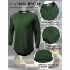 COOFANDY Mens Cotton Hipster Hip Hop Longline Crewneck T Shirts Casual Long Sleeve Tees Curved Hem Gym Shirts(One Piece- Dark Green)