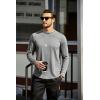 COOFANDY Mens Cotton Hipster Hip Hop Longline Crewneck T Shirts Casual Long Sleeve Tees Curved Hem Gym Shirts(One Piece- Dark Grey)