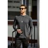 COOFANDY Mens Cotton Hipster Hip Hop Longline Crewneck T Shirts Casual Long Sleeve Tees Curved Hem Gym Shirts(One Piece- Grey)
