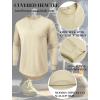 COOFANDY Mens Cotton Hipster Hip Hop Longline Crewneck T Shirts Casual Long Sleeve Tees Curved Hem Gym Shirts(One Piece- Light Khaki)