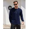 COOFANDY Mens Cotton Hipster Hip Hop Longline Crewneck T Shirts Casual Long Sleeve Tees Curved Hem Gym Shirts(One Piece- Navy Blue)