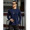 COOFANDY Mens Cotton Hipster Hip Hop Longline Crewneck T Shirts Casual Long Sleeve Tees Curved Hem Gym Shirts(One Piece- Navy Blue)