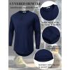 COOFANDY Mens Cotton Hipster Hip Hop Longline Crewneck T Shirts Casual Long Sleeve Tees Curved Hem Gym Shirts(One Piece- Navy Blue)