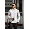 COOFANDY Mens Cotton Hipster Hip Hop Longline Crewneck T Shirts Casual Long Sleeve Tees Curved Hem Gym Shirts(One Piece- White)