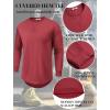 COOFANDY Mens Cotton Hipster Hip Hop Longline Crewneck T Shirts Casual Long Sleeve Tees Curved Hem Gym Shirts(One Piece- Wine Red)