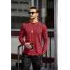 COOFANDY Mens Cotton Hipster Hip Hop Longline Crewneck T Shirts Casual Long Sleeve Tees Curved Hem Gym Shirts(One Piece- Wine Red)
