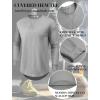 COOFANDY Mens Cotton Hipster Hip Hop Longline Crewneck T Shirts Casual Long Sleeve Tees Curved Hem Gym Shirts(Two Pack- Black + Grey)