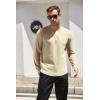 COOFANDY Mens Cotton Hipster Hip Hop Longline Crewneck T Shirts Casual Long Sleeve Tees Curved Hem Gym Shirts(Two Pack- Black + Light Khaki)