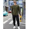 COOFANDY Mens Cotton Hipster Hip Hop Longline Crewneck T Shirts Casual Long Sleeve Tees Curved Hem Gym Shirts(Two Pack- Black + Olive)
