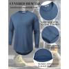 COOFANDY Mens Cotton Hipster Hip Hop Longline Crewneck T Shirts Casual Long Sleeve Tees Curved Hem Gym Shirts(Two Pack- Dark Grey + Navy)