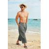 COOFANDY Men’s Cotton Linen Harem Pants Drawstring Casual Cropped Trousers Lightweight Loose Beach Yoga Pants with Pockets(Dark Grey)