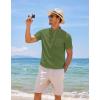 COOFANDY Men’s Cotton Linen Henley Shirt Short Sleeve Hippie Casual Beach T-Shirts with Pocket(Army Green)