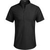 COOFANDY Men’s Cotton Linen Henley Shirt Short Sleeve Hippie Casual Beach T-Shirts with Pocket(Black)