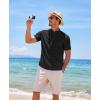 COOFANDY Men’s Cotton Linen Henley Shirt Short Sleeve Hippie Casual Beach T-Shirts with Pocket(Black)