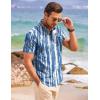 COOFANDY Men’s Cotton Linen Henley Shirt Short Sleeve Hippie Casual Beach T-Shirts with Pocket(Blue Tie-dye)