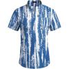 COOFANDY Men’s Cotton Linen Henley Shirt Short Sleeve Hippie Casual Beach T-Shirts with Pocket(Blue Tie-dye)