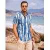COOFANDY Men’s Cotton Linen Henley Shirt Short Sleeve Hippie Casual Beach T-Shirts with Pocket(Blue Tie-dye)
