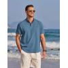 COOFANDY Men’s Cotton Linen Henley Shirt Short Sleeve Hippie Casual Beach T-Shirts with Pocket(Dark Blue)