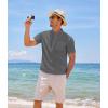 COOFANDY Men’s Cotton Linen Henley Shirt Short Sleeve Hippie Casual Beach T-Shirts with Pocket(Dark Grey)