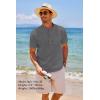 COOFANDY Men’s Cotton Linen Henley Shirt Short Sleeve Hippie Casual Beach T-Shirts with Pocket(Dark Grey)