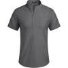 COOFANDY Men’s Cotton Linen Henley Shirt Short Sleeve Hippie Casual Beach T-Shirts with Pocket(Dark Grey)