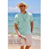 COOFANDY Men’s Cotton Linen Henley Shirt Short Sleeve Hippie Casual Beach T-Shirts with Pocket(Green)