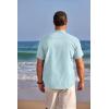 COOFANDY Men’s Cotton Linen Henley Shirt Short Sleeve Hippie Casual Beach T-Shirts with Pocket(Green Blue)