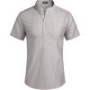 COOFANDY Men’s Cotton Linen Henley Shirt Short Sleeve Hippie Casual Beach T-Shirts with Pocket(Grey)